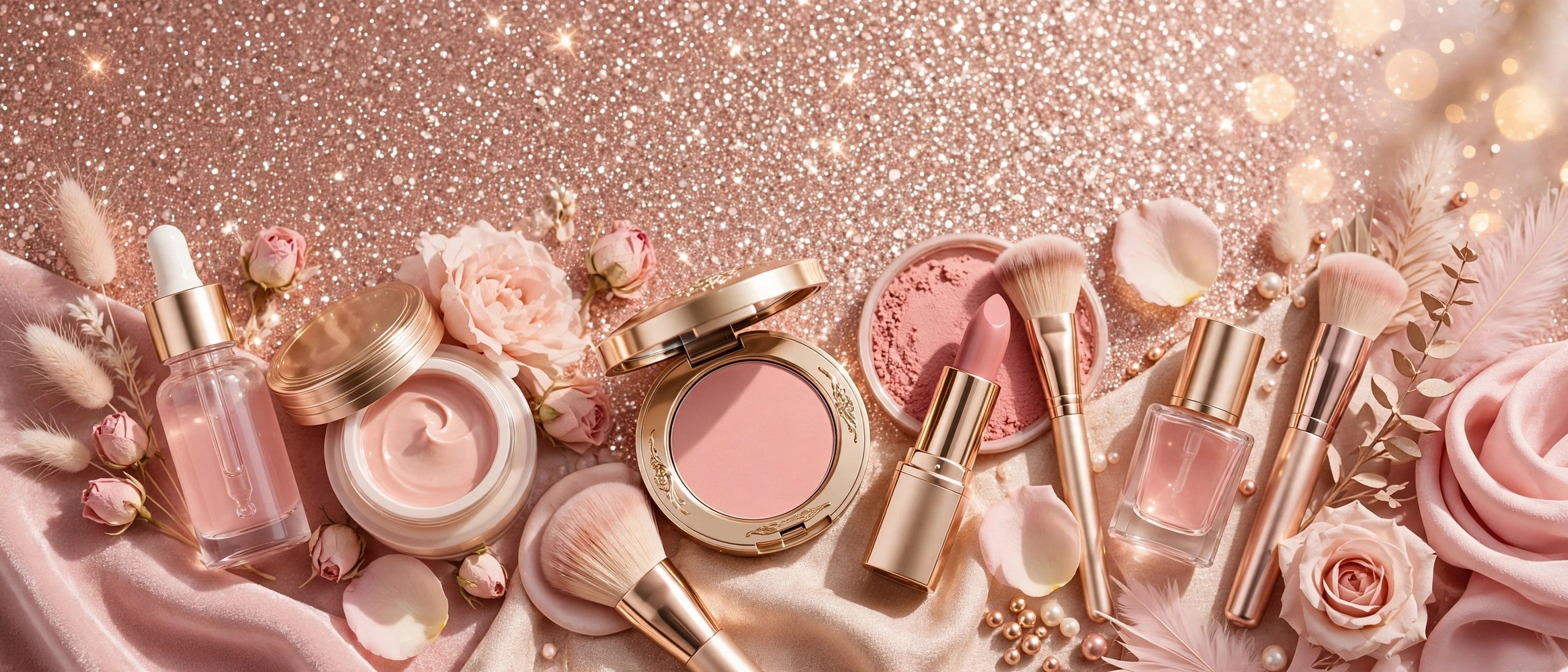 Rose gold beauty banner