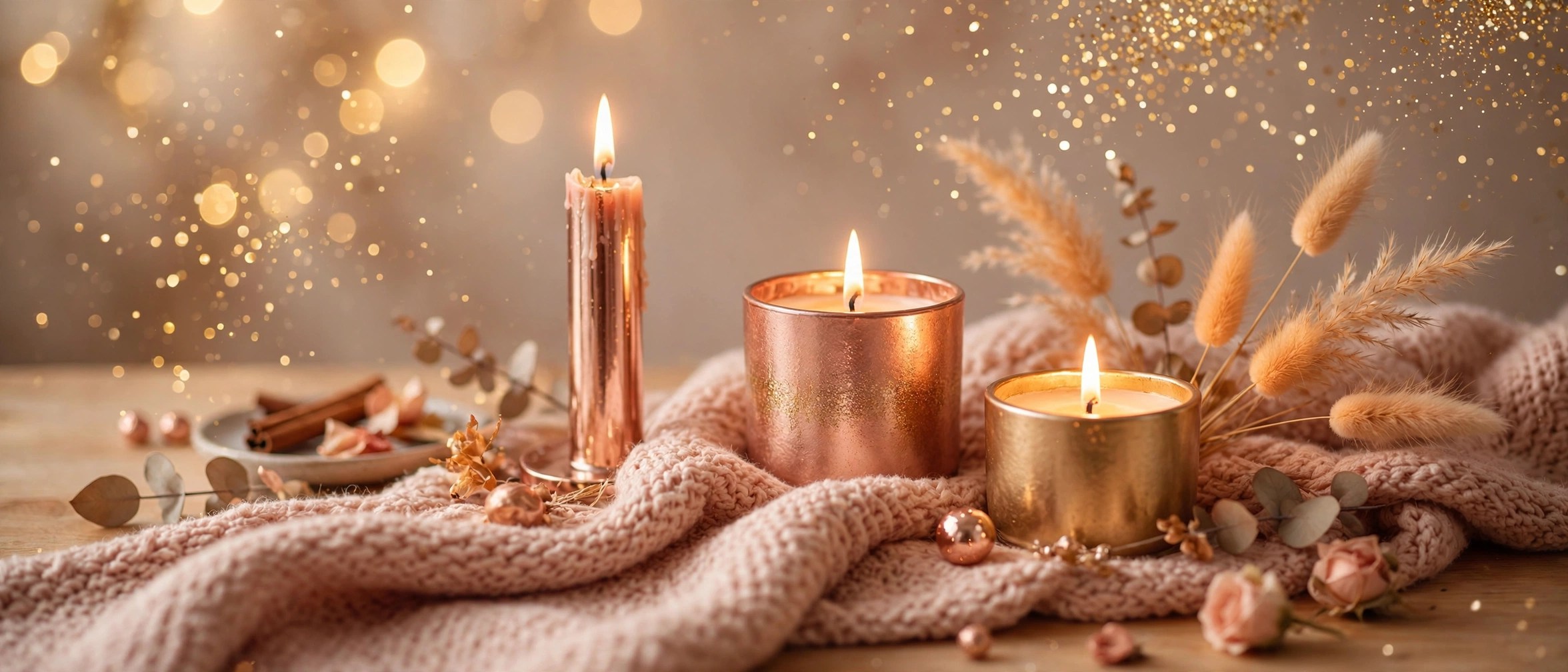 Cozy rose gold lifestyle banner
